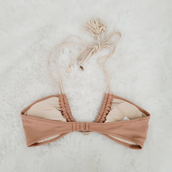 👒AERIE TASSEL HALTER BIKINI TOP SIZE S - Picture 3 of 7